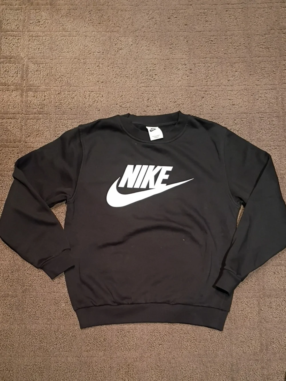 Nike Kids Large Black Crewneck Sweatshirt with White Swoosh Logo